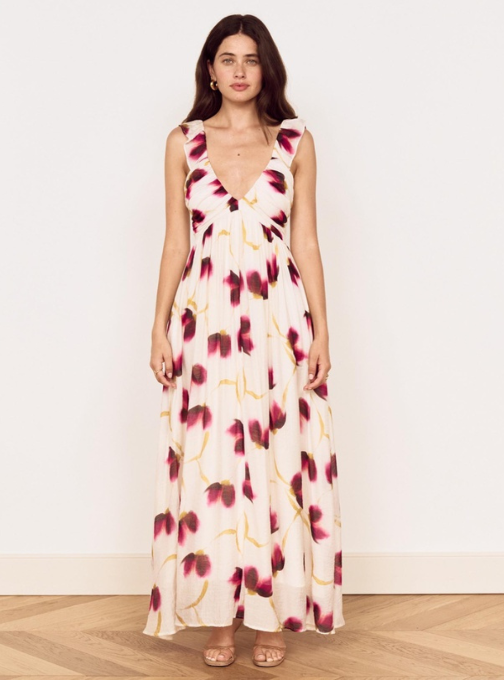 Emery Ruffled Bias Maxi Dress - Floral