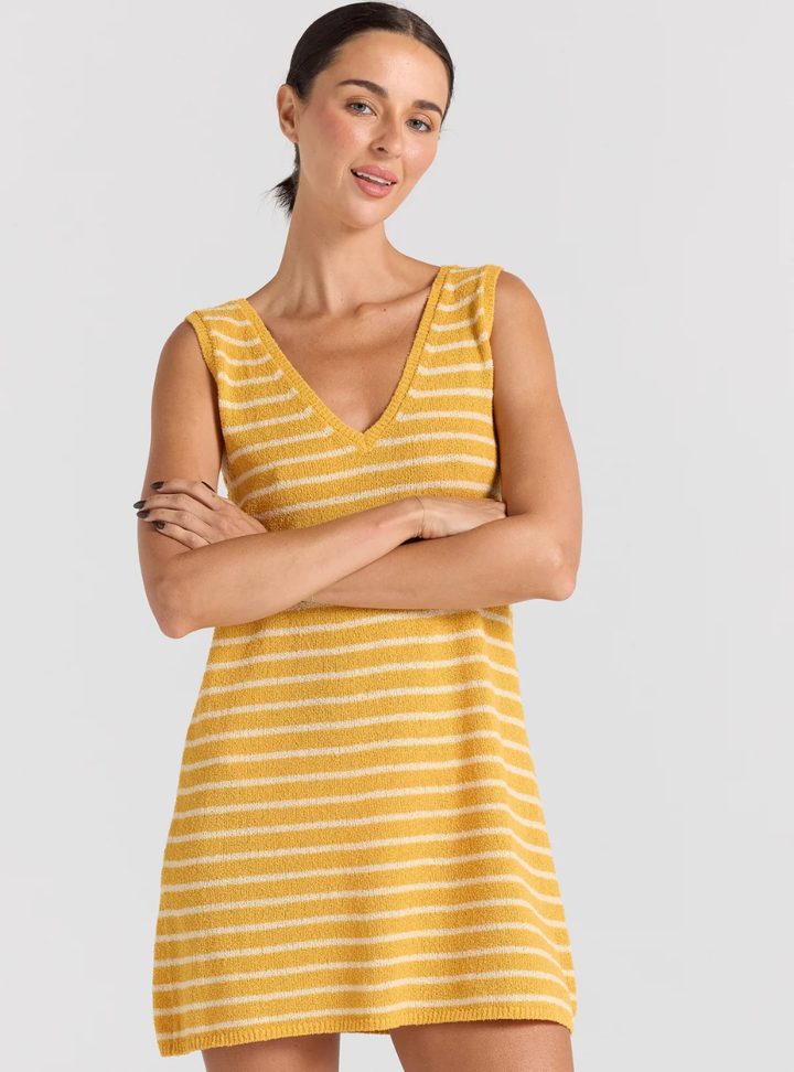 Surfside V Knit Dress - Sunshine