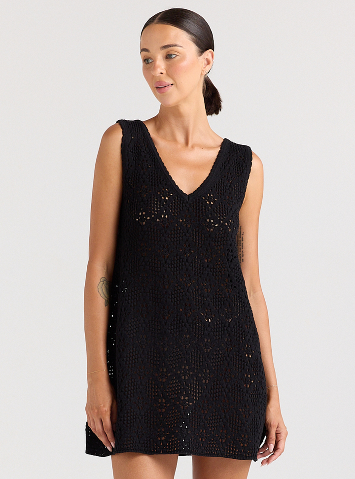 Messina V Knit Dress - Black