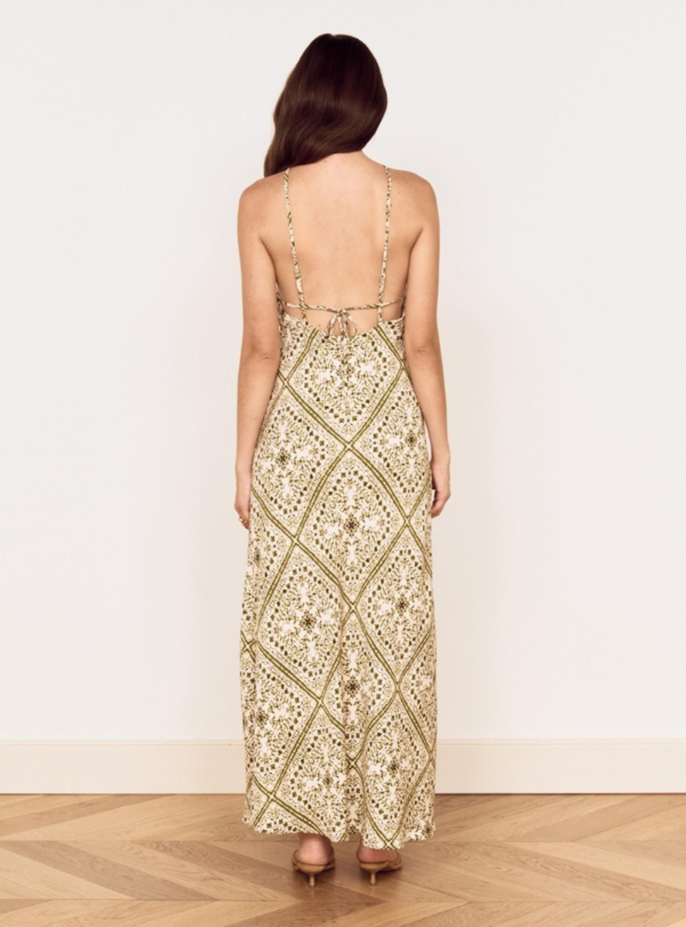 Remi Bias Midi Dress - Olive Paisley