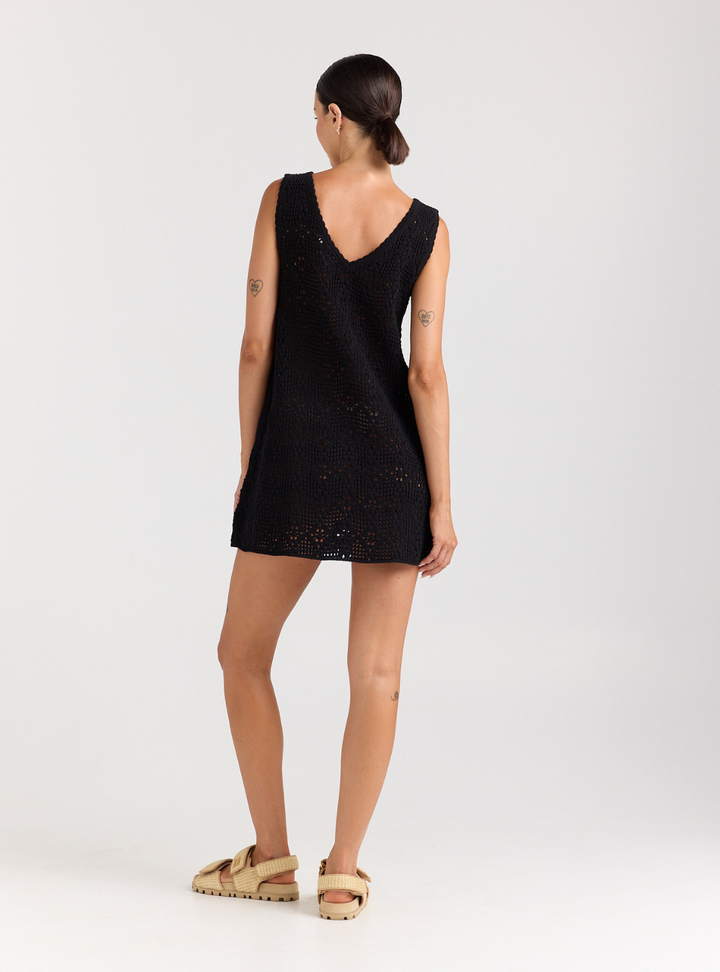Messina V Knit Dress - Black