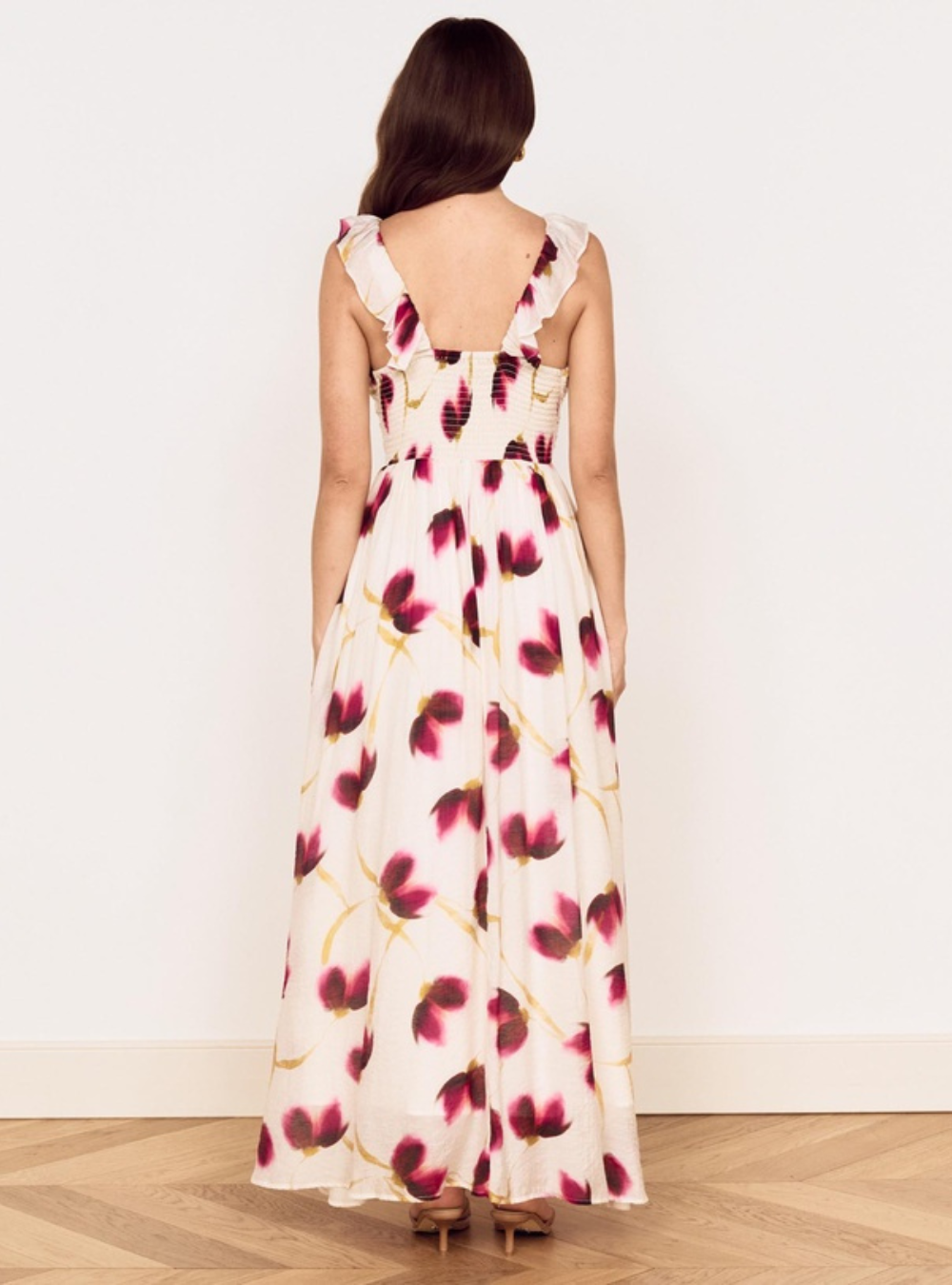 Emery Ruffled Bias Maxi Dress - Floral