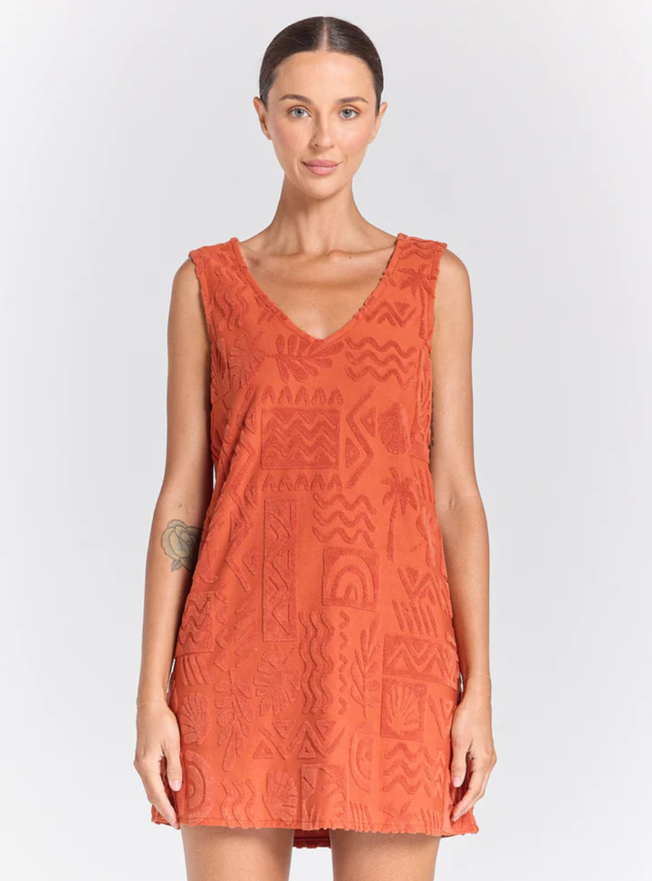 Mai Tai V Tunic Towelling Dress - Sienna