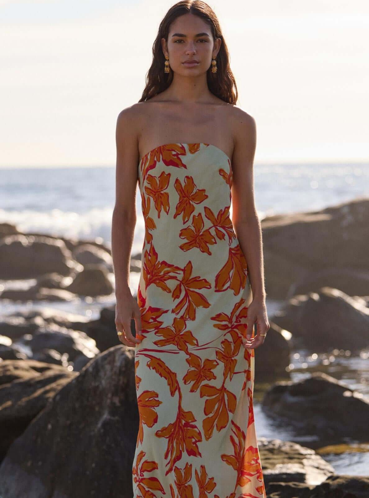 Estelle Strapless Maxi Dress - Mint Floral