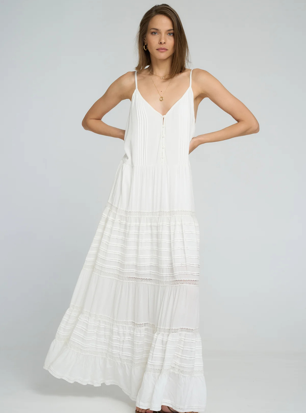 Golden Meadow Dress - White