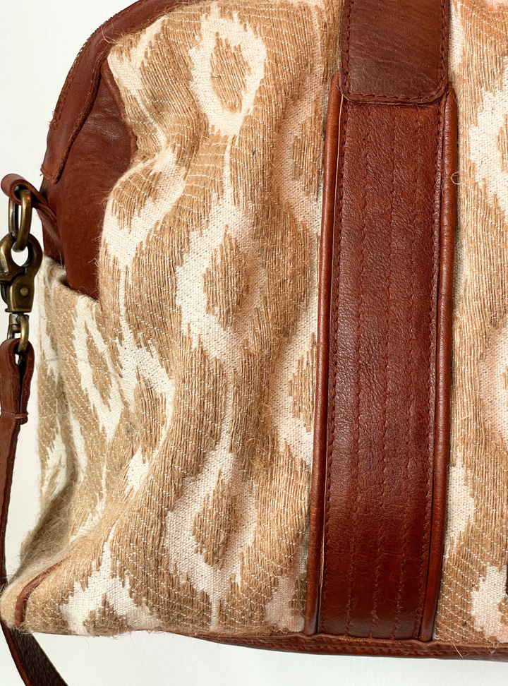 Ikat Duffle Bag - Cream/Tan