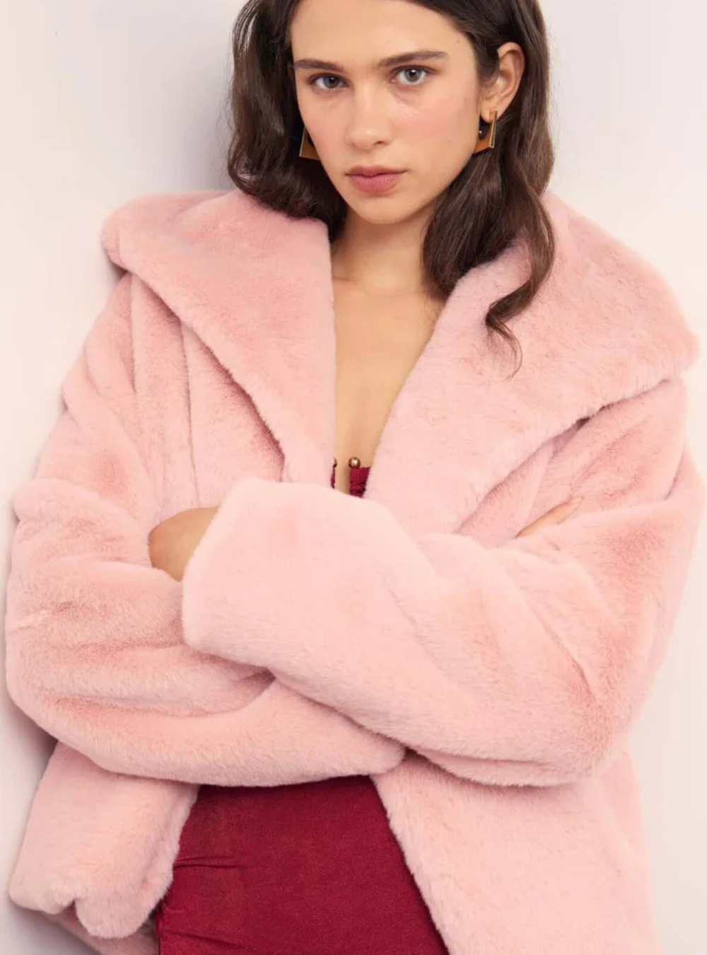 Sigrid Dusty Pink Faux Fur Coat