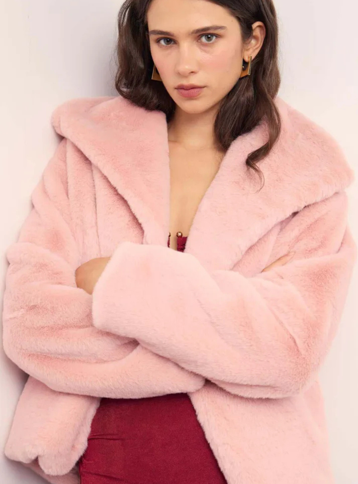 Sigrid Dusty Pink Faux Fur Coat