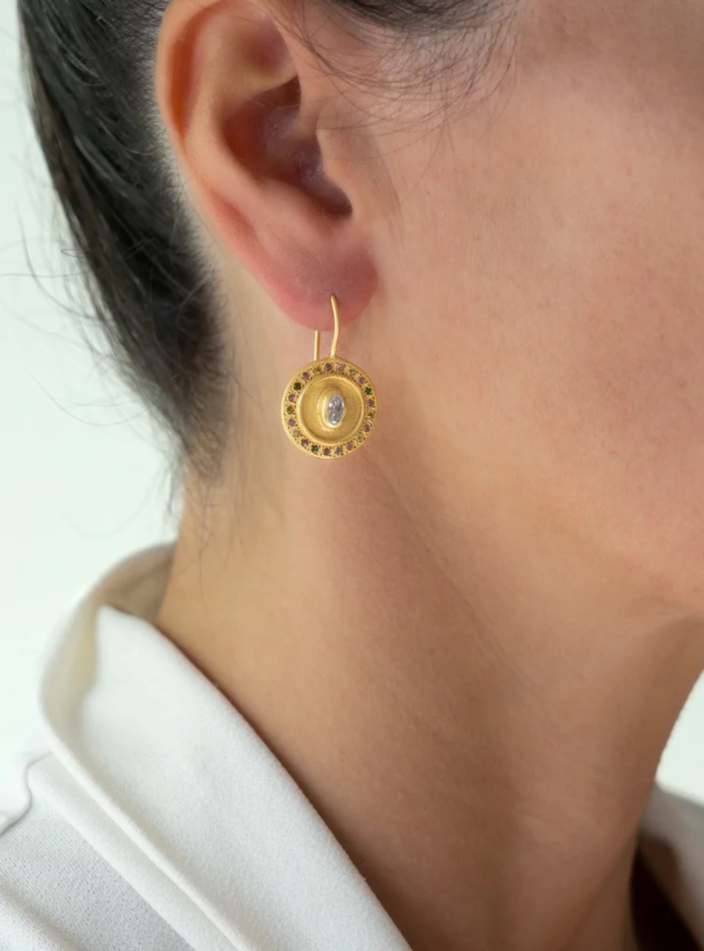 Mandala earrings with Cubic Zirconia & Multi Tourm