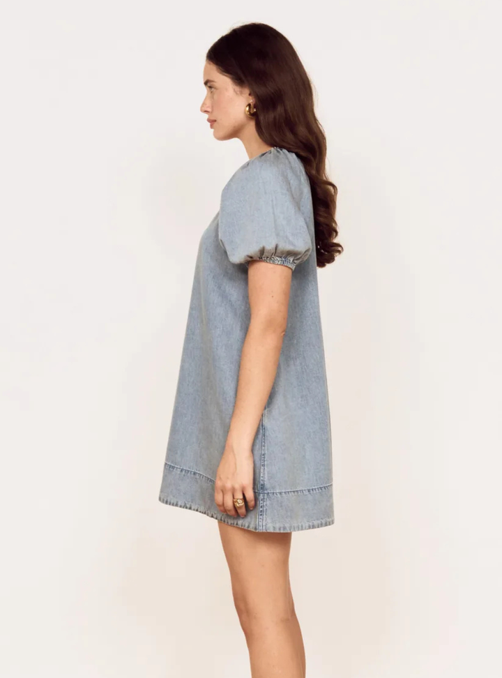 Eden Mini Dress - Light Denim Wash