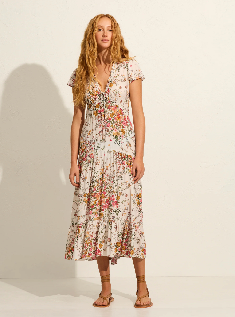 Elke Midi Dress - White Whisper Floral