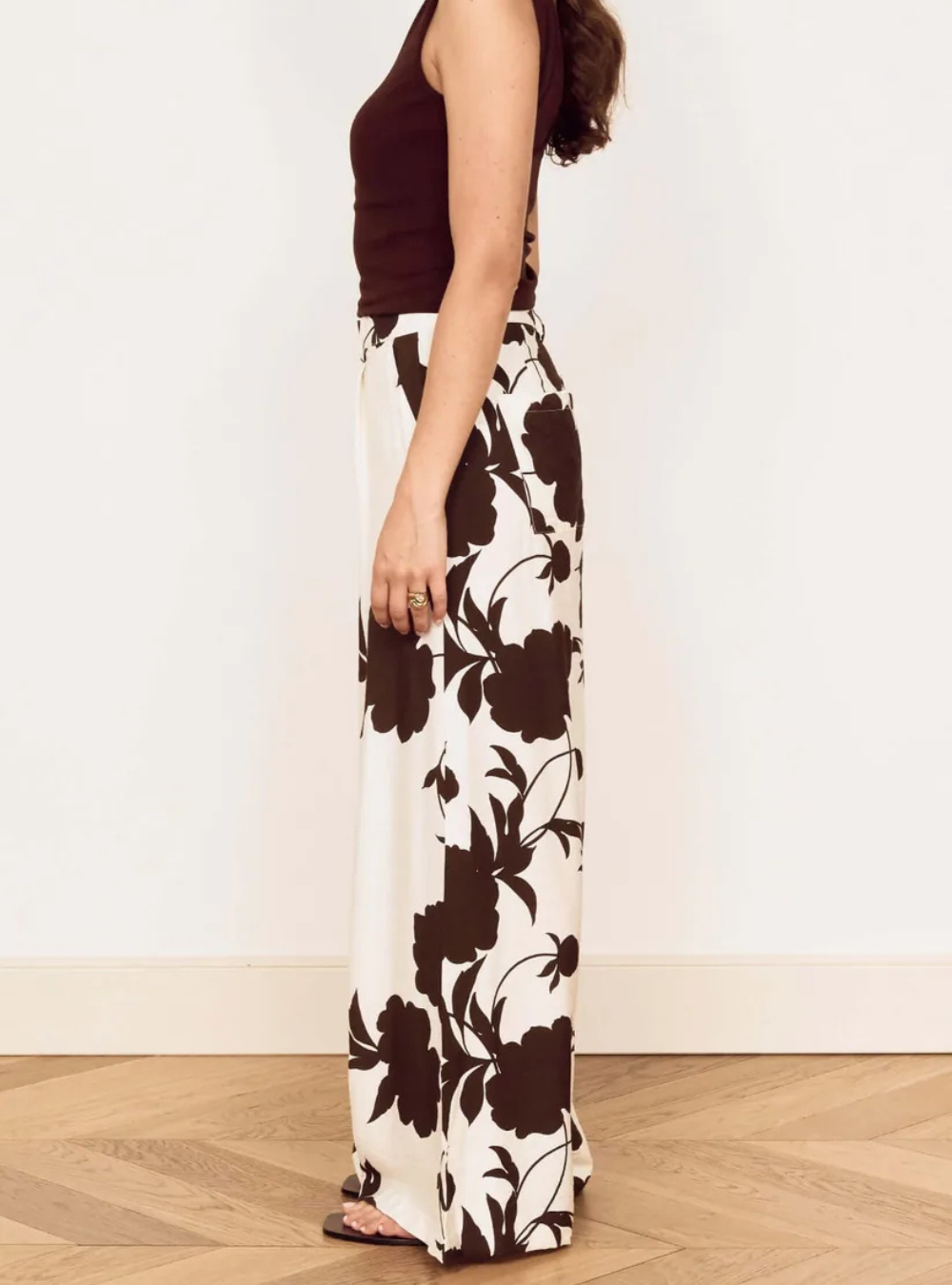 Elodie Wide Leg Pant - Chocolate Floral
