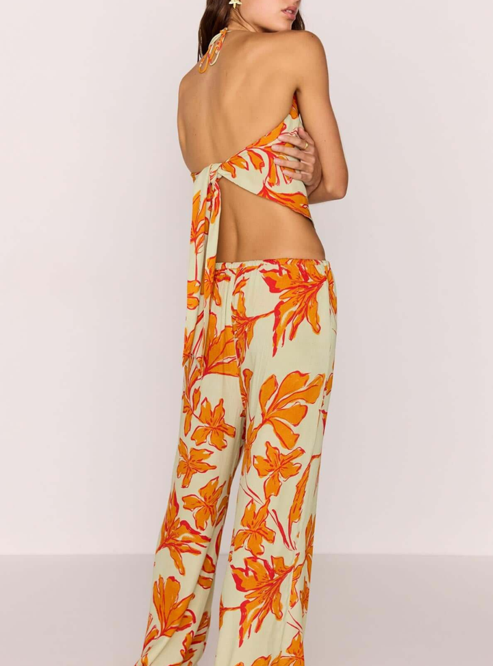 Estelle Cowl Neck Scarf Top - Mint Floral