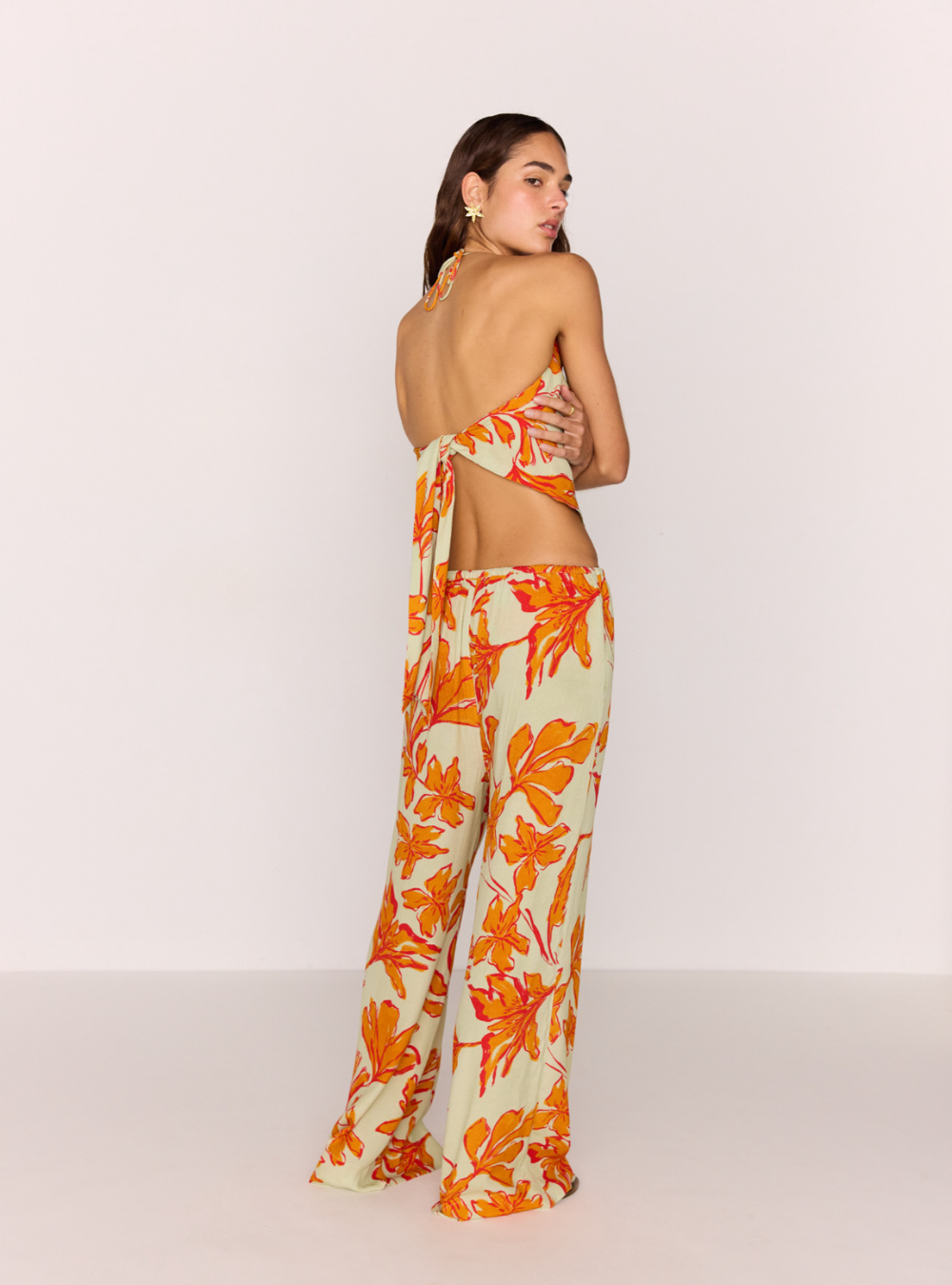 Estelle Cowl Neck Scarf Top - Mint Floral