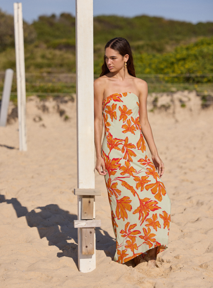 Estelle Strapless Maxi Dress - Mint Floral