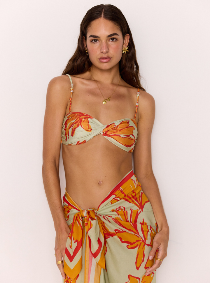 Estelle Twist Bikini Top - Mint Floral