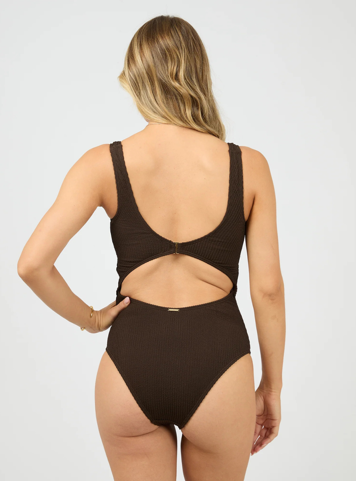 Phoenix Rib Underwire One Piece - Brown