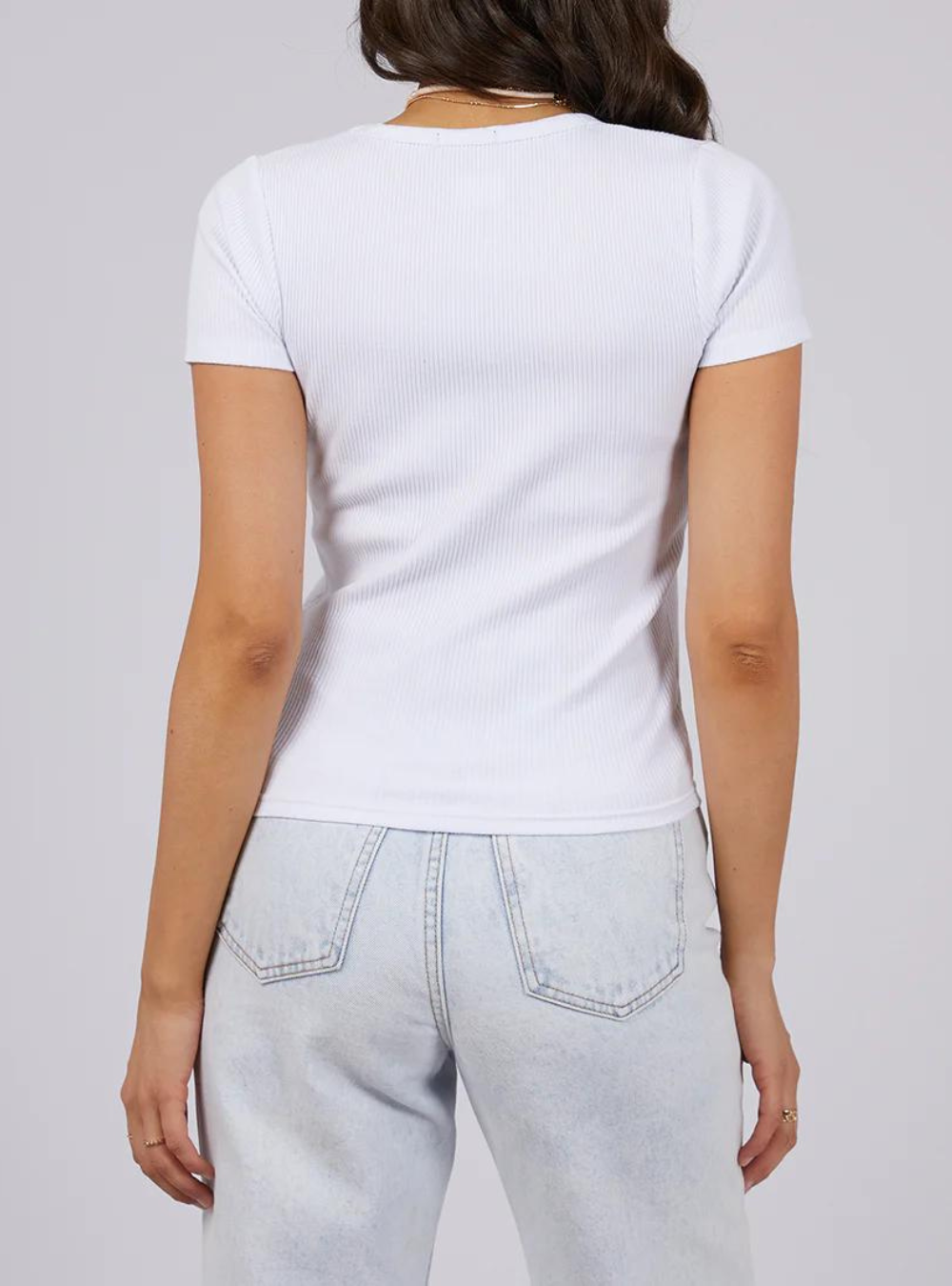 Eve Rib V Neck Tee - White