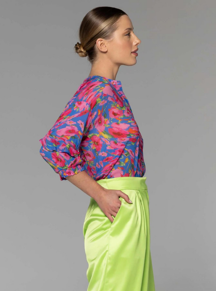 Take Me Out Frill Sleeve Shirt - Warp Floral