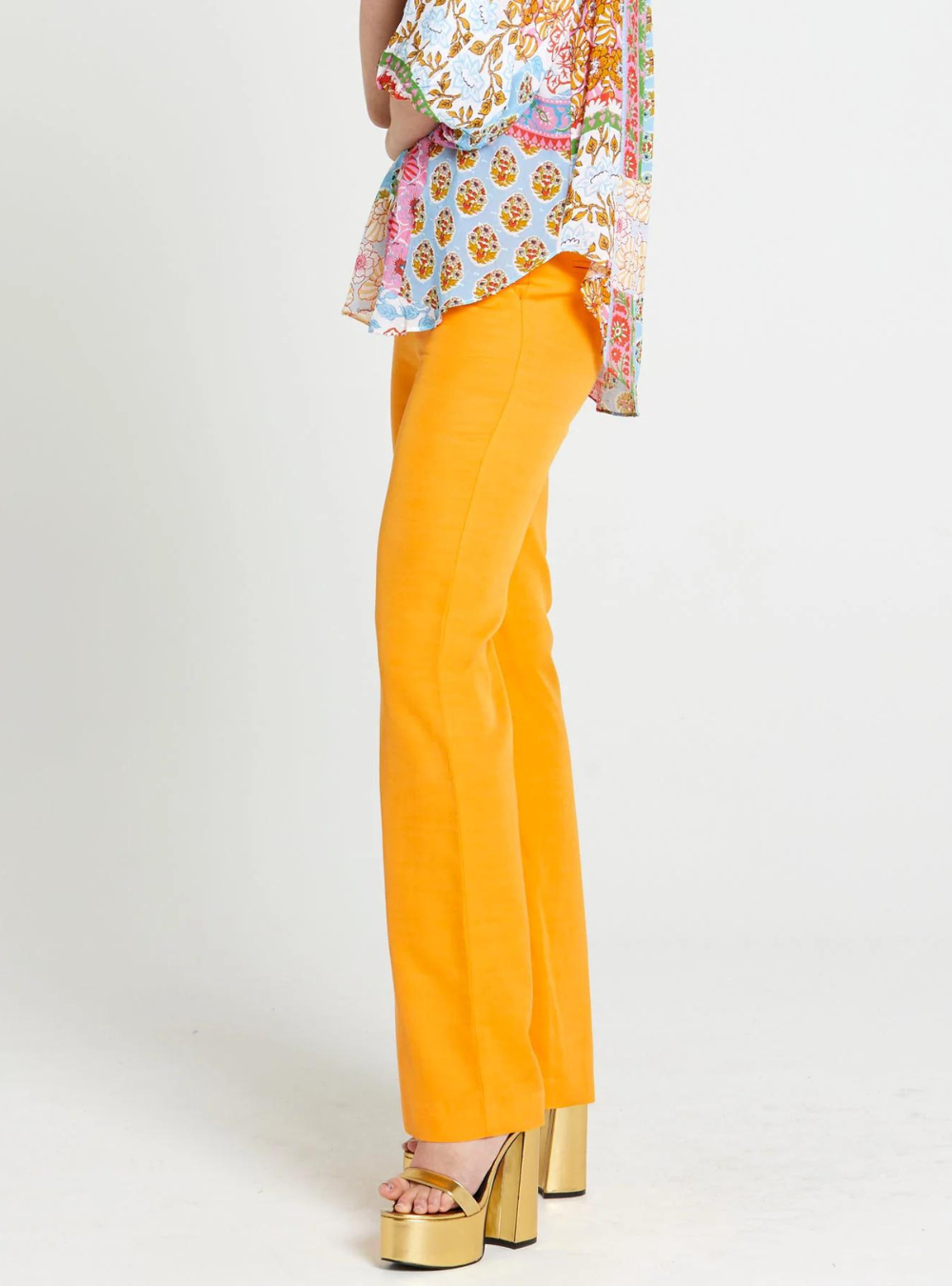 Unguarded Flare High Waisted Pant - Tangerine Yellow