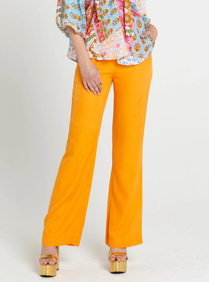 Unguarded Flare High Waisted Pant - Tangerine Yellow