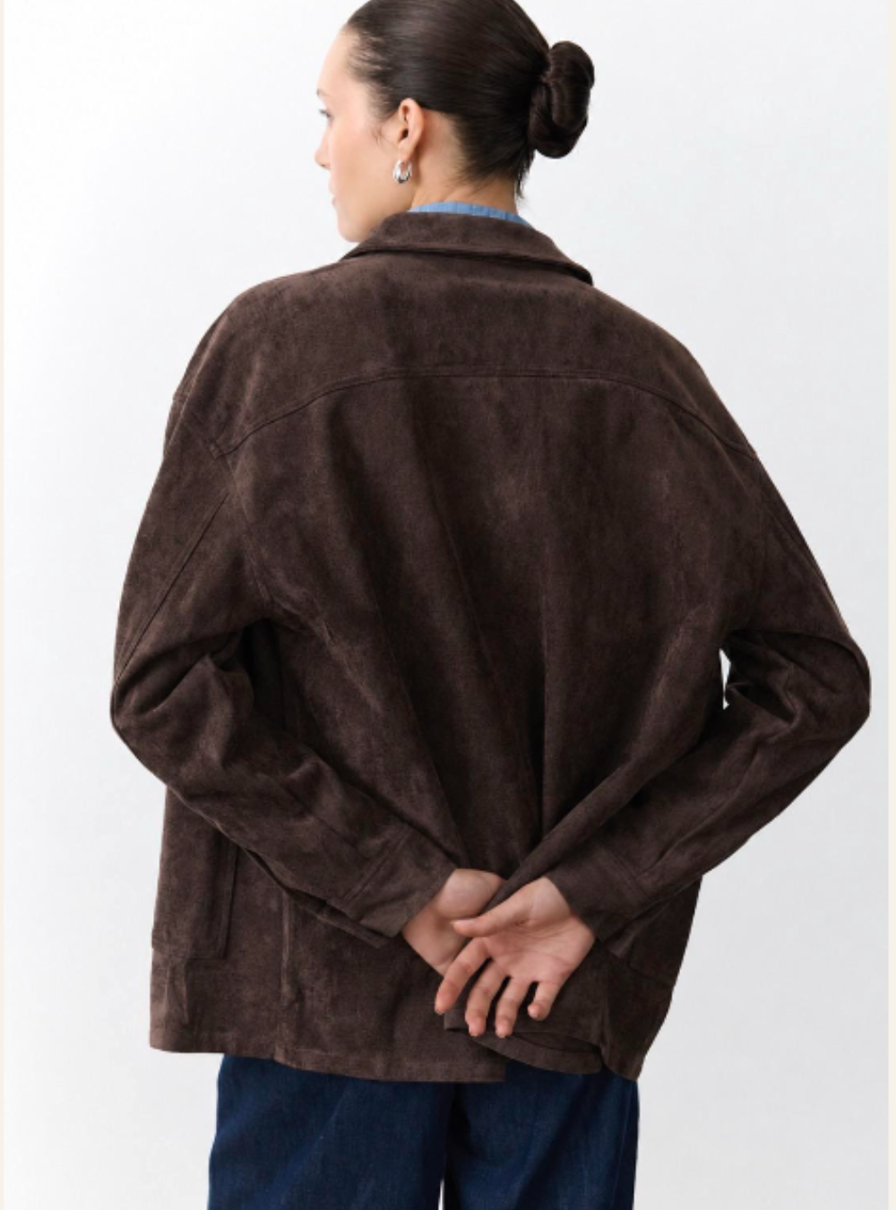 Faux Suede Shacket - Chocolate