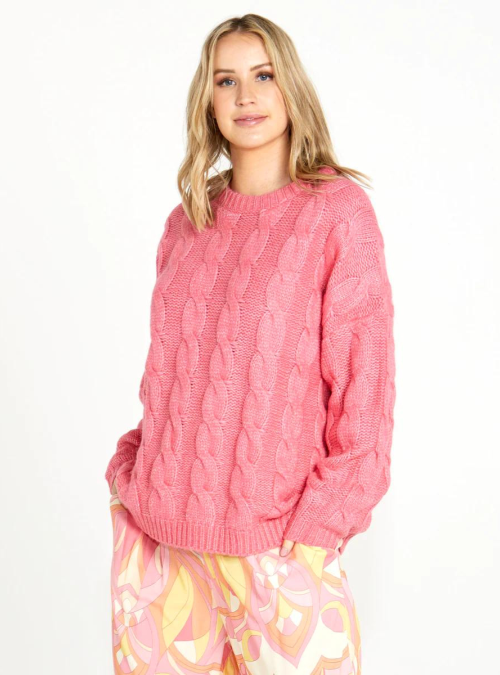 Felicity Cable Knit Top - Rose Pink
