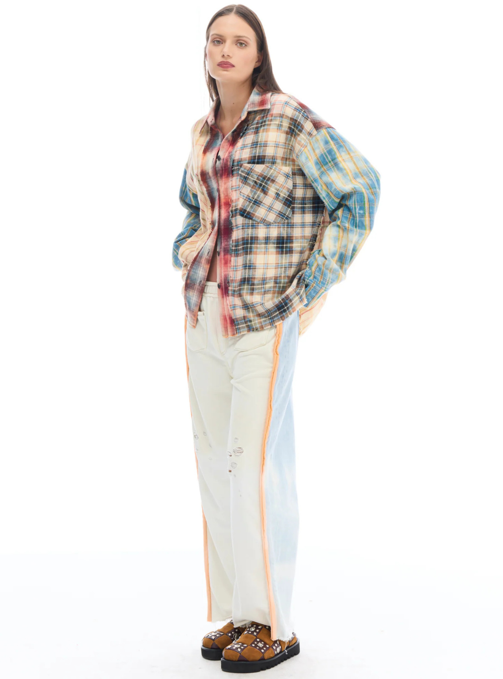 Reworked Panelled Flannel Shirt - Multi
