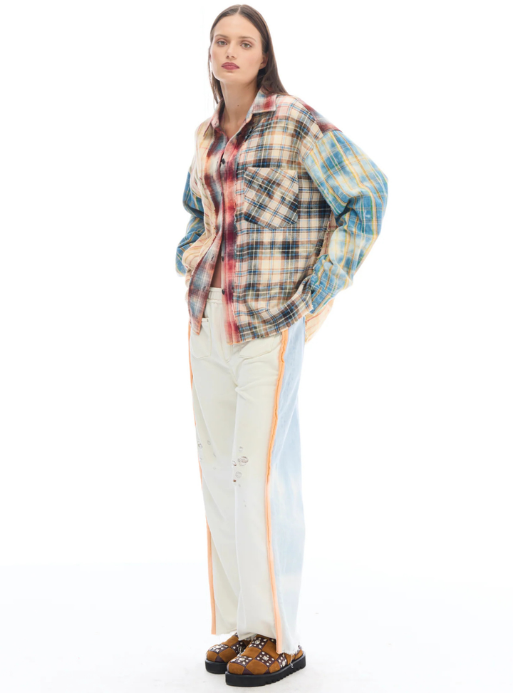 Reworked Panelled Flannel Shirt - Multi