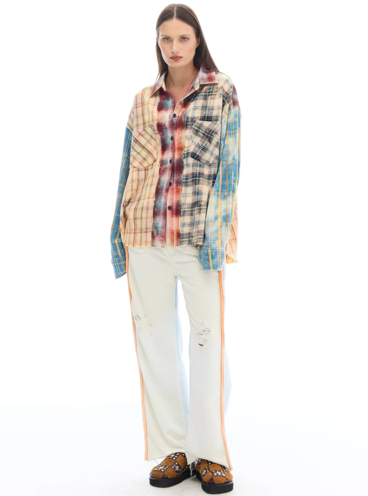 Reworked Panelled Flannel Shirt - Multi