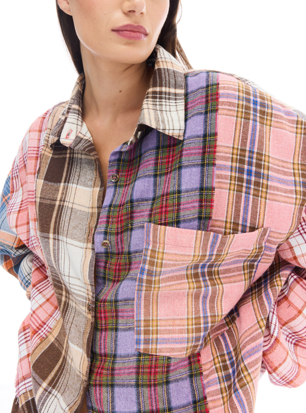Patchwork Check Flannel Shirt - Multi