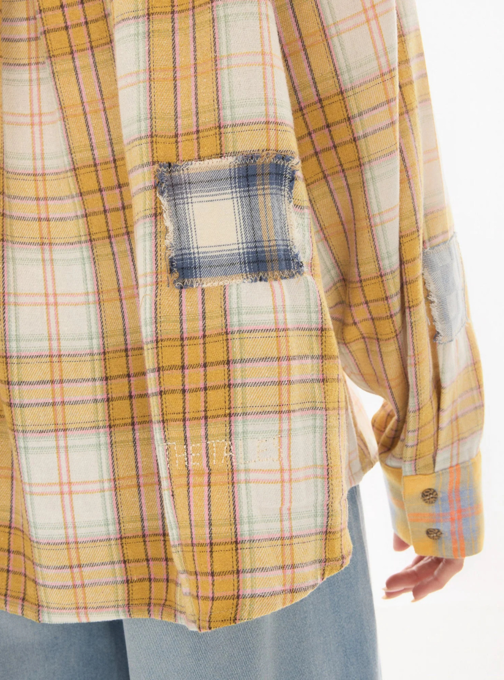 Patched Up Yellow Flannel Western Shirt - Yellow