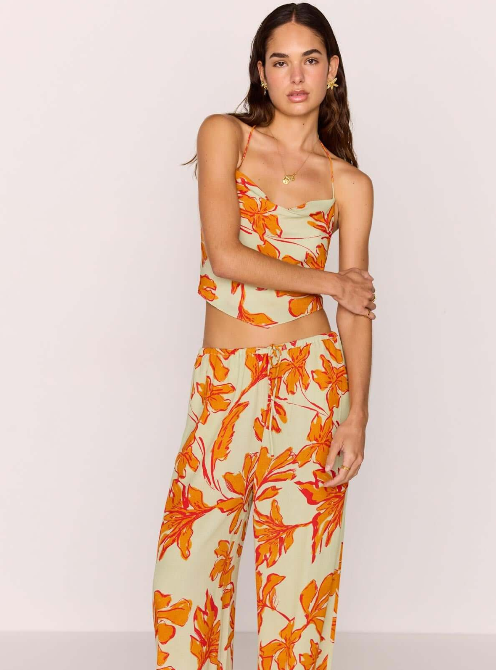 Estelle Drawstring Pant - Mint Floral