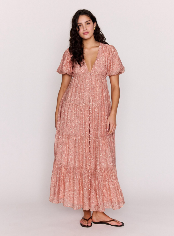 Yasmin Tiered Maxi Dress - Boho Floral