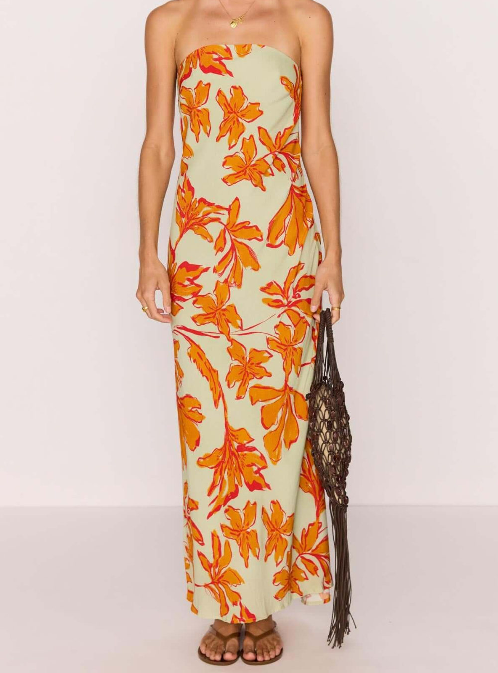 Estelle Strapless Maxi Dress - Mint Floral