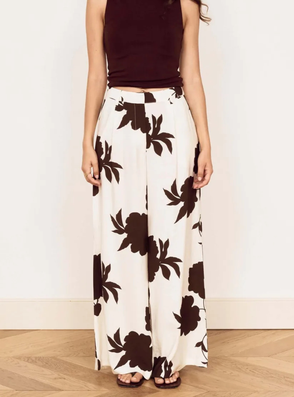 Elodie Wide Leg Pant - Chocolate Floral
