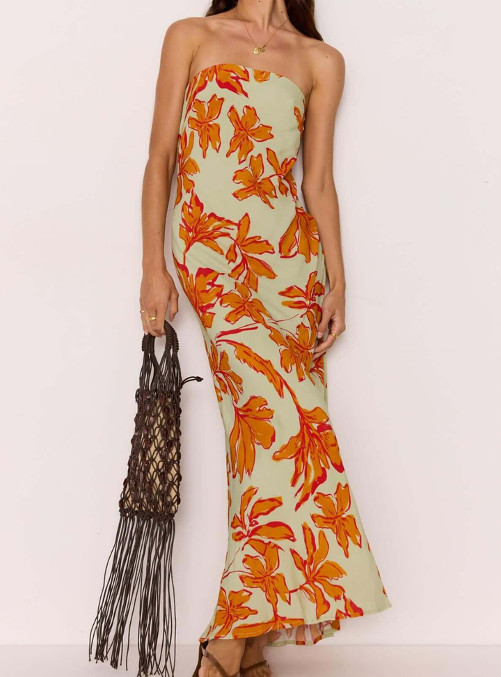 Estelle Strapless Maxi Dress - Mint Floral