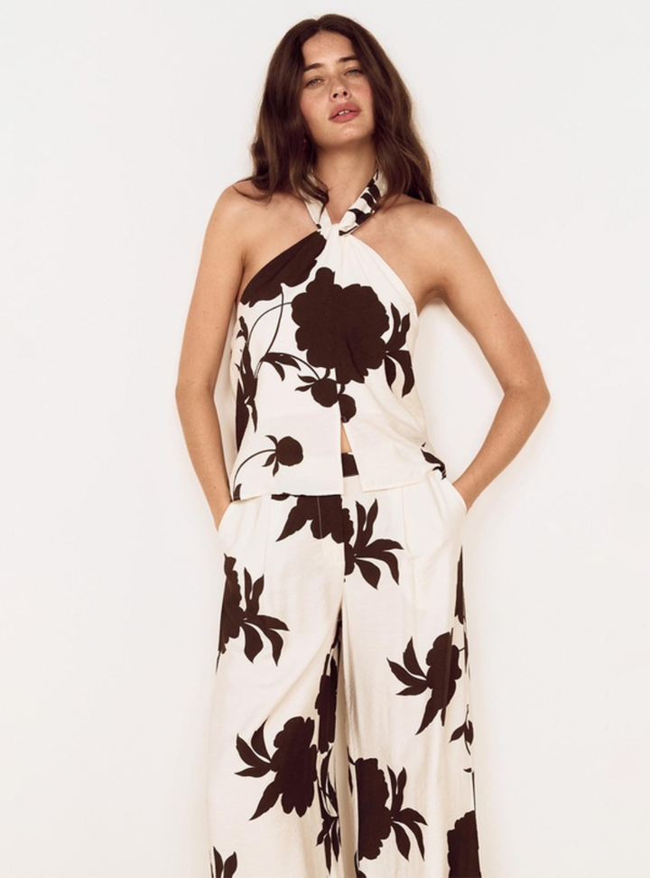 Elodie Halter Top - Chocolate Floral