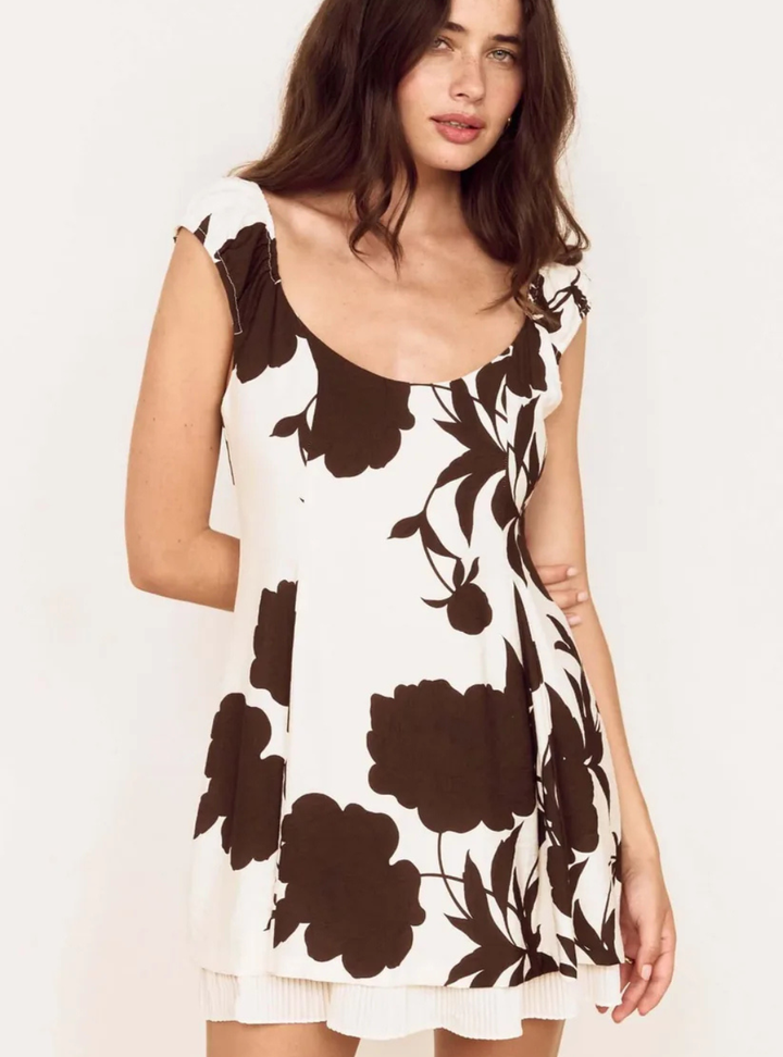 Elodie Mini Dress - Chocolate Floral