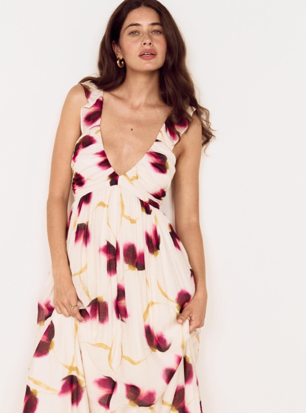 Emery Ruffled Bias Maxi Dress - Floral