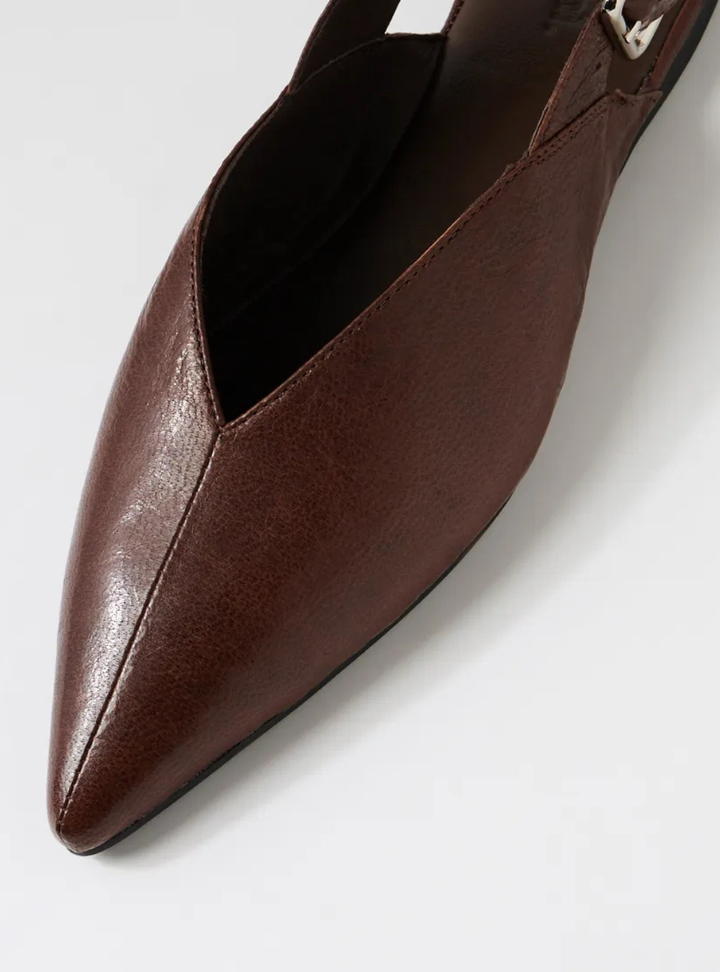 Foraya Leather Flat Shoes - Choc