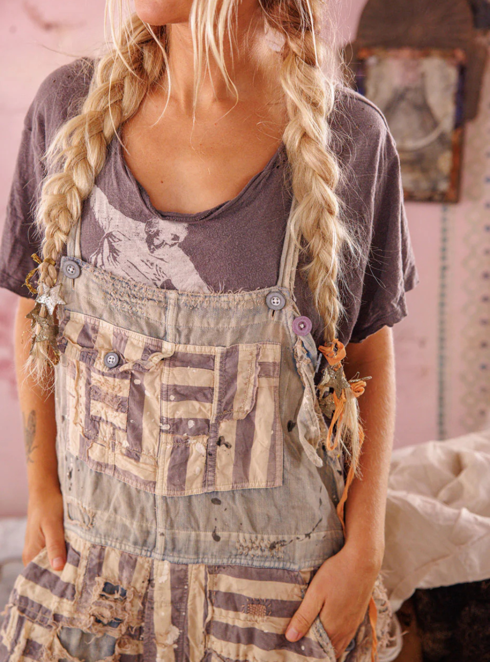 Patchwork Frankie Overalls 162 - Luna Stripe | PRE-ORDER