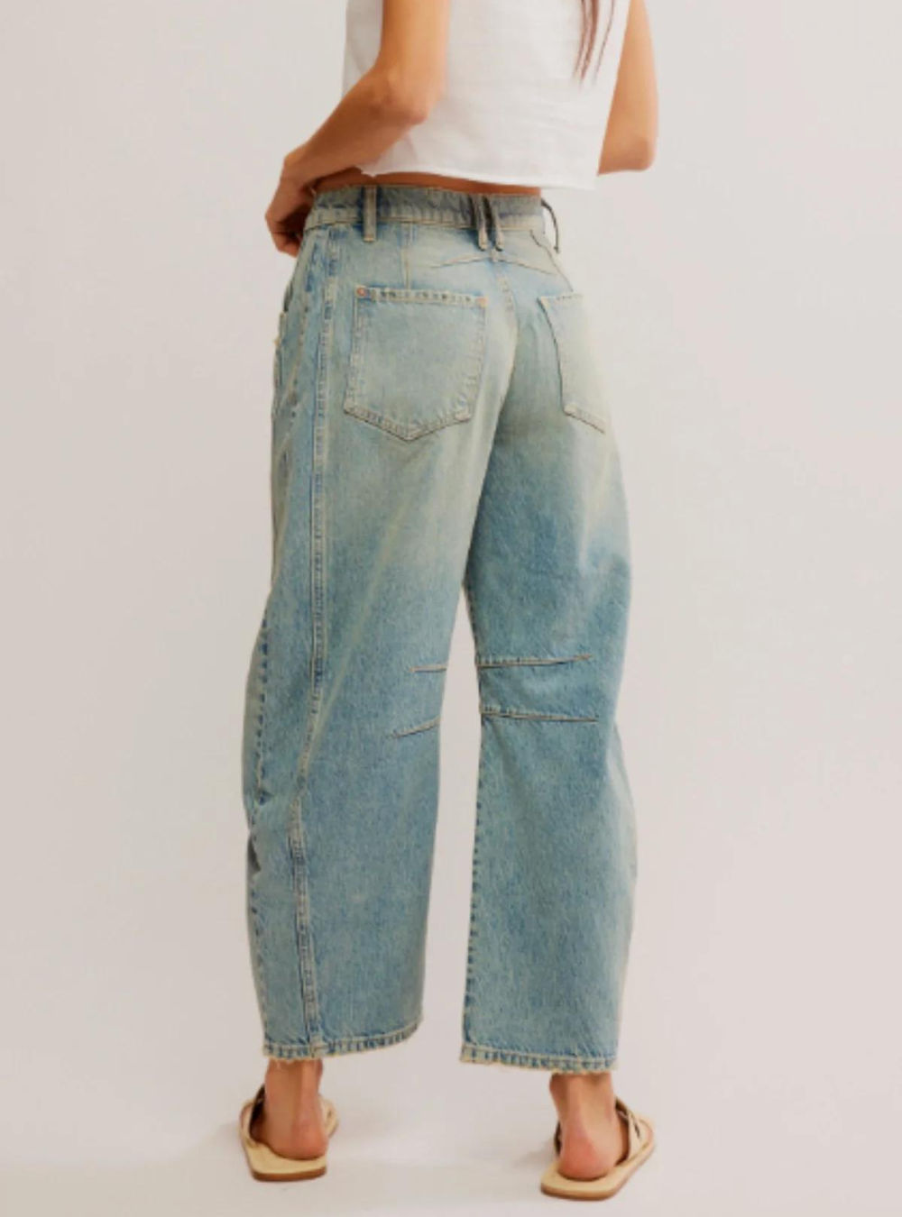 Good Luck Mid Rise Barrel Jeans - Blue Ground