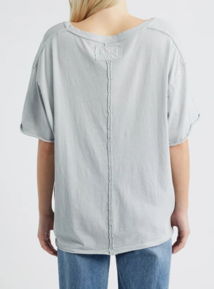 Nina V-Neck Tee - Pearl Blue