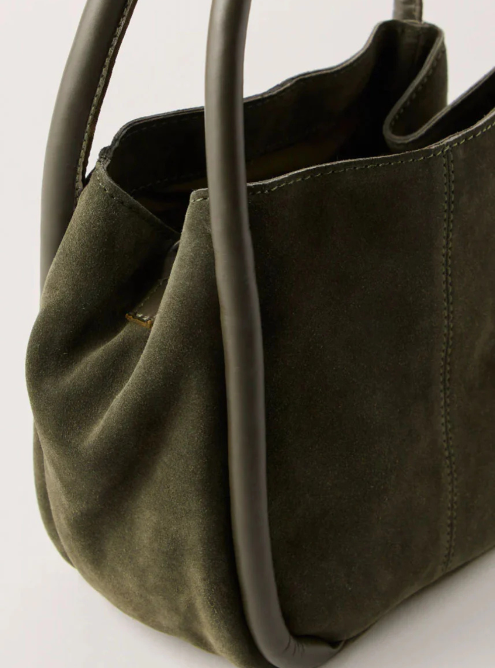 Barlow Suede Bucket Bag - Dark Olive