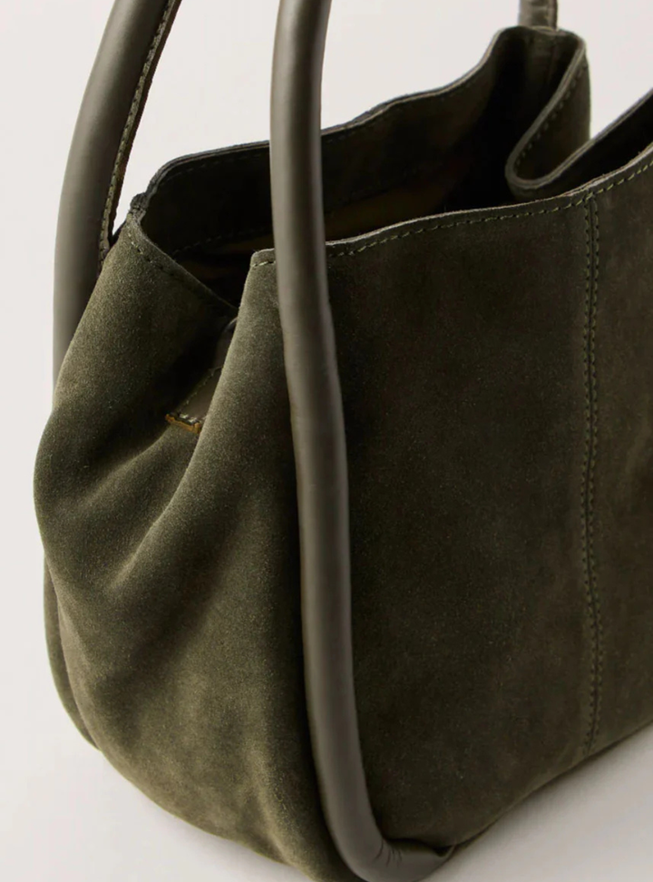 Barlow Suede Bucket Bag - Dark Olive