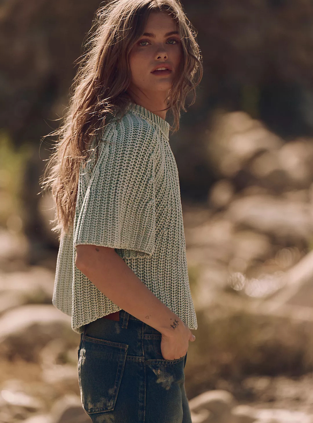 Amy Sweater Tee - Cameo Green