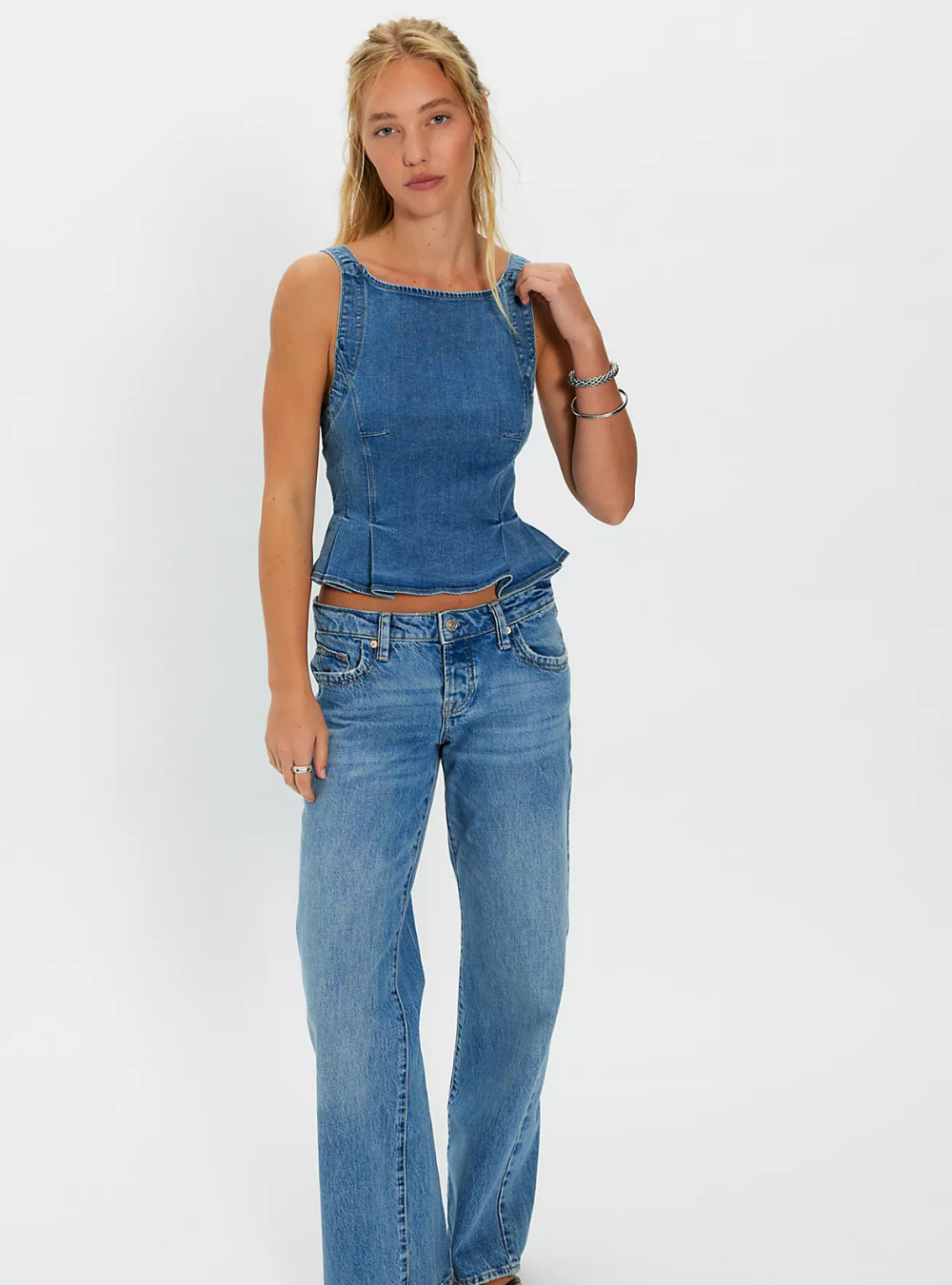 Sunfaded Denim Top - Steel Blue
