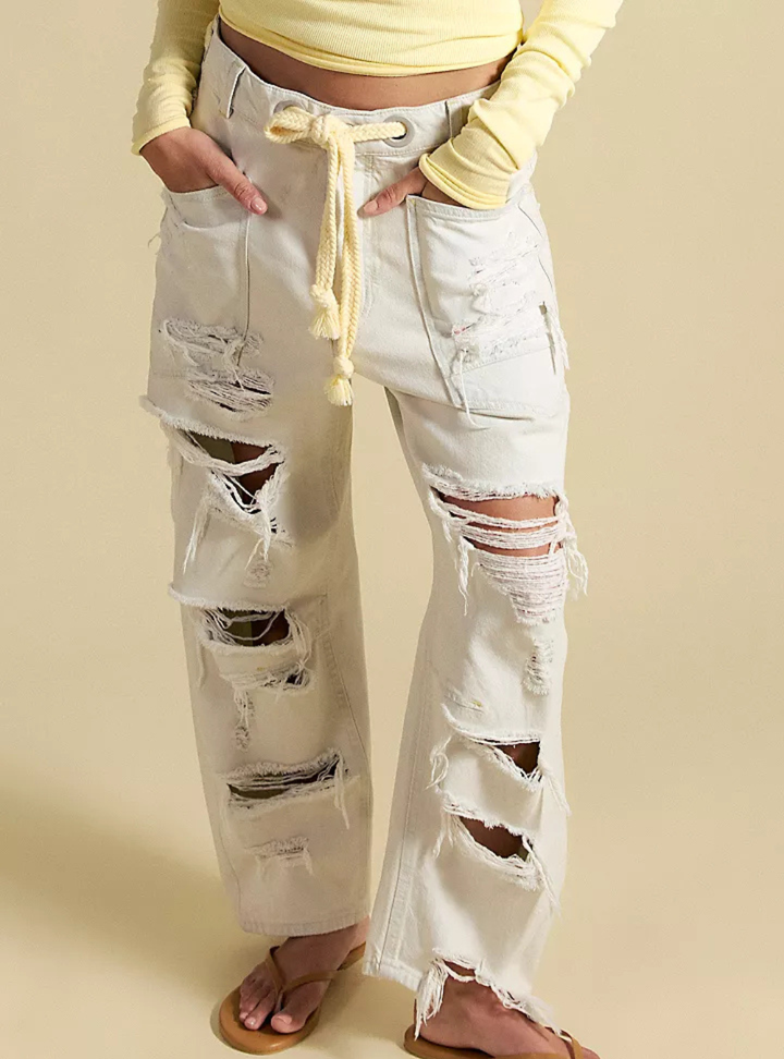 Moxie Pull-On Barrel Jeans - Sea Mist