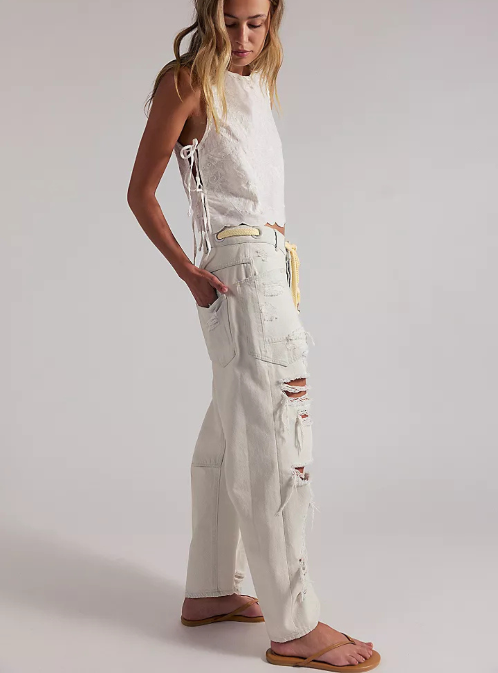 Moxie Pull-On Barrel Jeans - Sea Mist